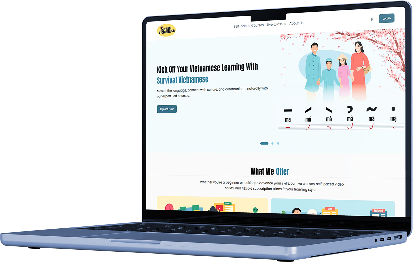 Survival Vietnamese website on laptop